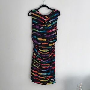 Tahari Arthur S Levine Rainbow Stripe Jersey Dress